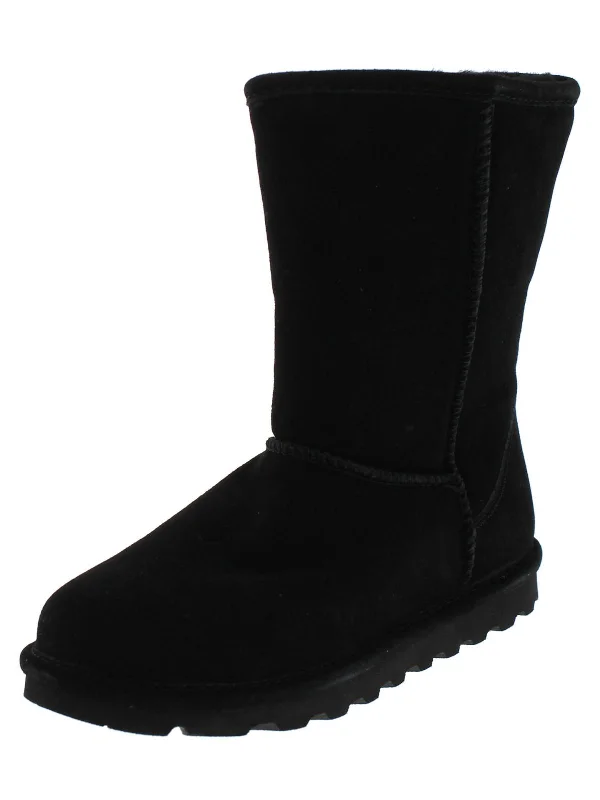 Warm snow boots-Elle Short Womens Suede Water Resistant Shearling Boots