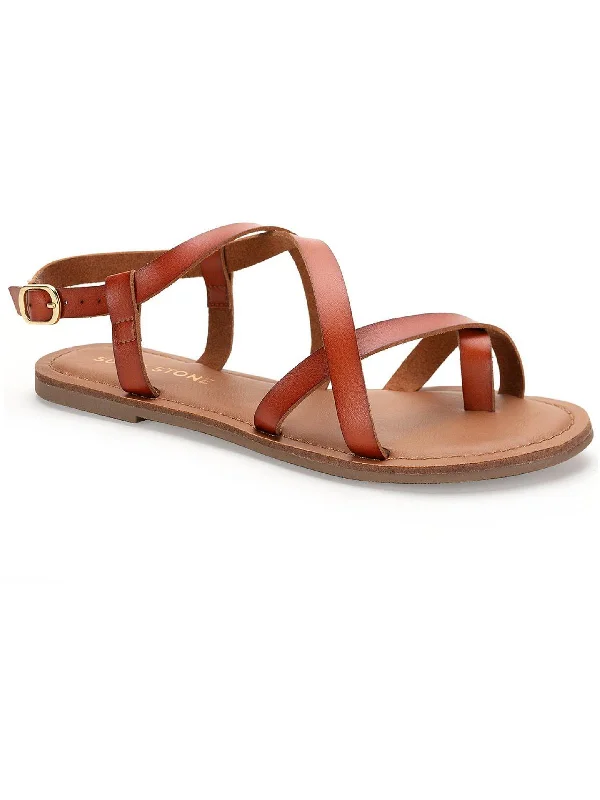 Sandals customer support-Roxxie Womens Faux Leather Ankle Strap Flats