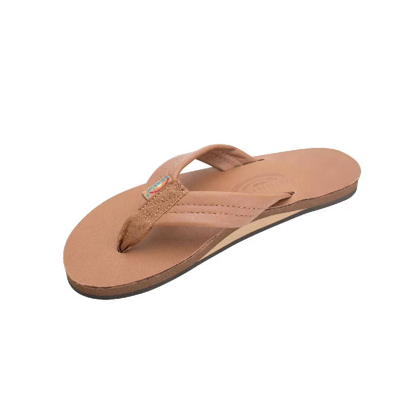 Sandals beach destinations-Rainbow Single Thick Classic Leather Women's Sandals - Tan/Brown