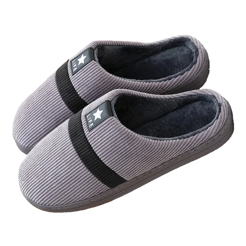 Slippers night falls-Groovywish Men Cozy Winter Slippers Flat Short Fur Home Slides