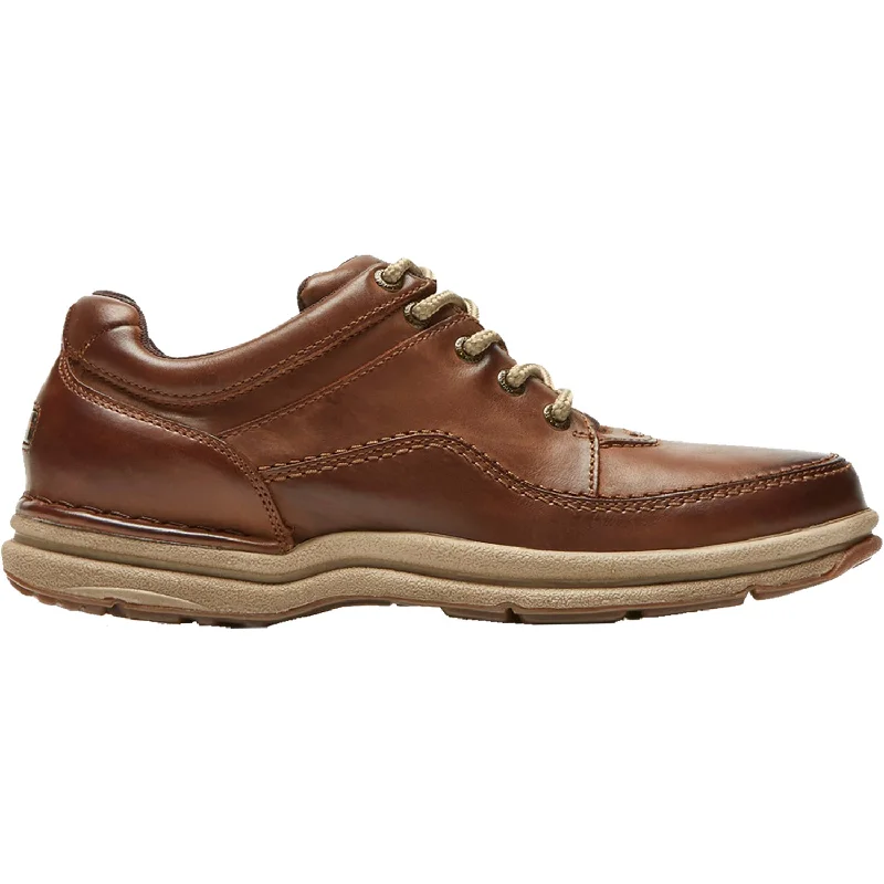 stylish casual shoes with slip-resistant soles-Men's Rockport World Tour Classic Brown Leather