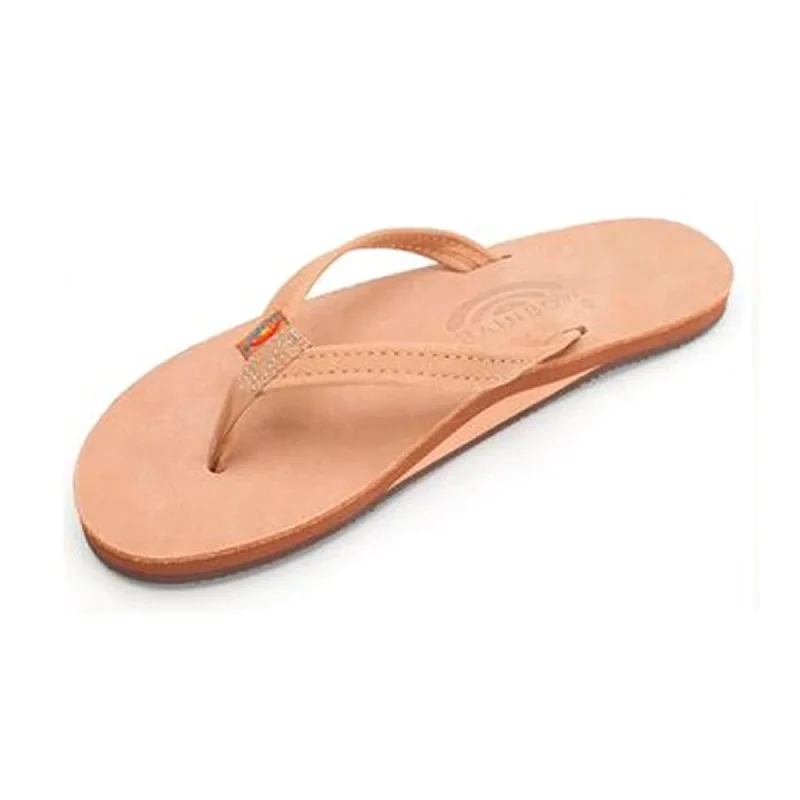 Sandals booking discounts-Rainbow Single Skinny Premier Leather Women's Sandals - Sierra Brown