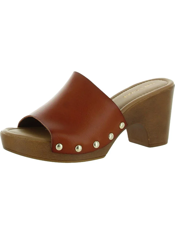 Sandals room dining-Alina Womens Faux Leather Studded Mule Sandals