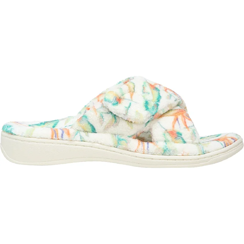 Slippers rinse clears-Women's Vionic Relax Slippers Marshmallow Floral Terrycloth