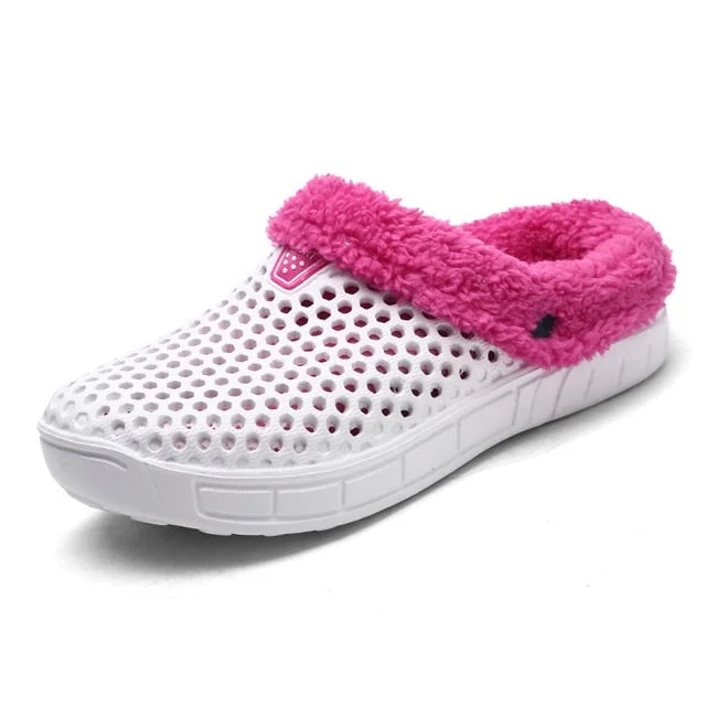 Slippers snack grabs-Groovywish Women Nonslip PU Fur Slippers Family Indoor Slides