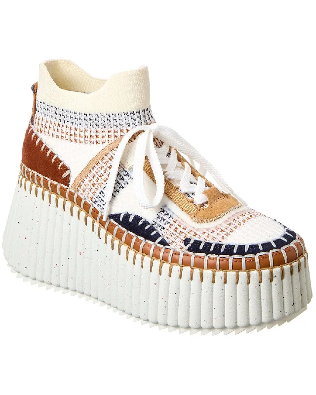 Athletic Shoes for high arches-Chloé Nama Knit Platform Sneaker