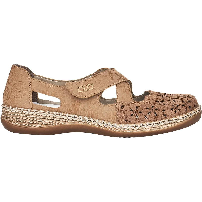 casual shoes for long-term comfort-Women's Rieker 464H4-62 Daisy H4 Shell/Camel Leather