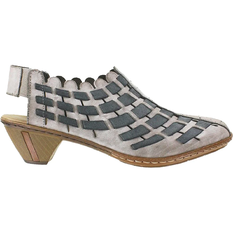 Fashion & Dress Shoes for chic professionals-Women's Rieker 46778-40 Sina 78 Grey Combi Leather