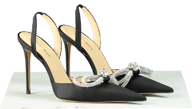 Mach & Mach Black Embellished Slingback Pumps UK 7 EU 40