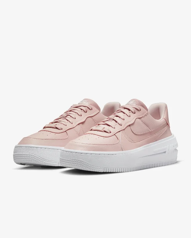 Shoes for achieving sports goals-Nike Air Force 1 PLT.AF.ORM DJ9946-602 Women Pink Oxford White Leather Shoe OF32