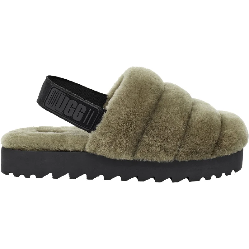 Slippers head rests-Women's UGG Super Fluff Burnt Olive Sheepskin