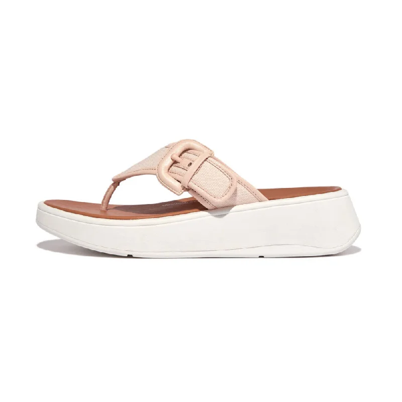 Sandals travel insurance-FitFlop F-Mode Flatform Buckle Canvas Sandals - Rose Foam