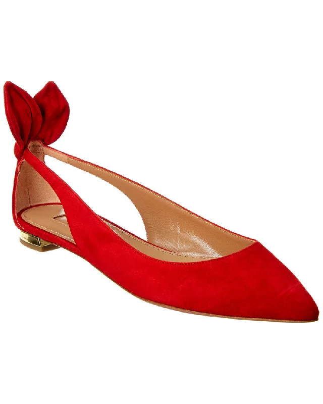 Flats shoes with waterproof coating-Aquazzura Deneuve Suede Flat