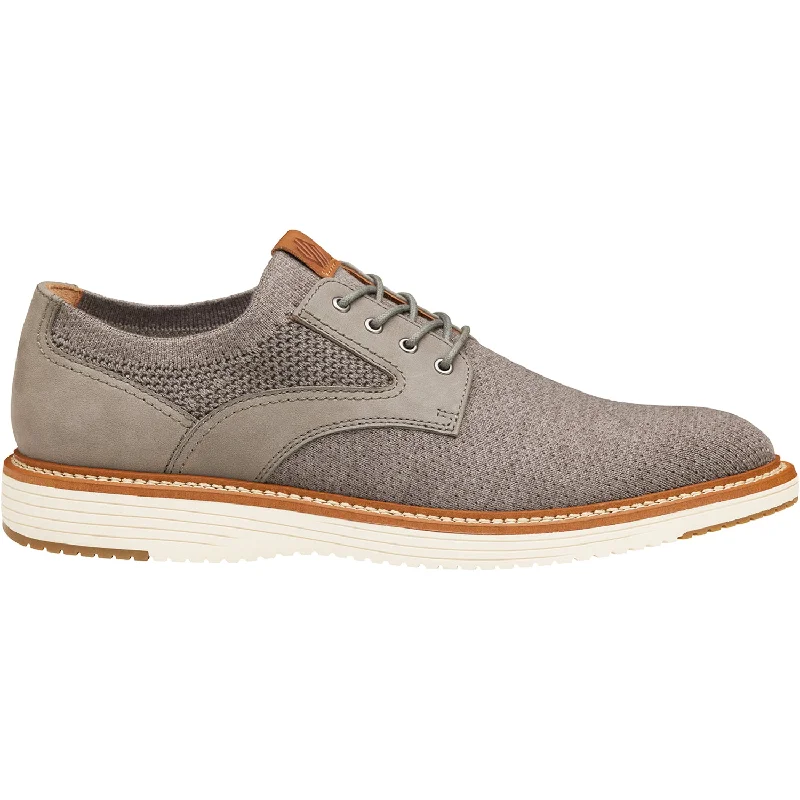 Fashion & Dress Shoes with clear heels-Men's Johnston & Murphy Upton Knit Plain Toe Grey Knit Fabric/Leather