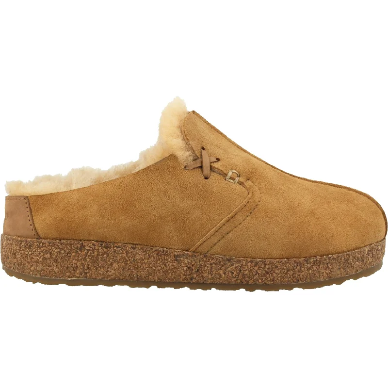 Slippers time flies-Women's Haflinger Saskatchewan Tan Lambskin Suede