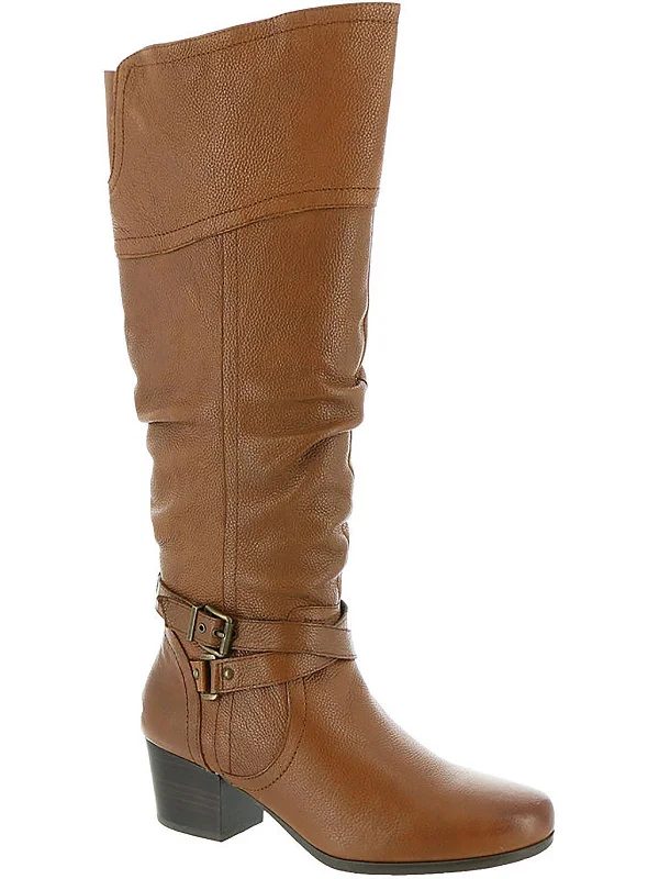 Chelsea boots women-Dakota Womens Leather Knee-High Riding Boots