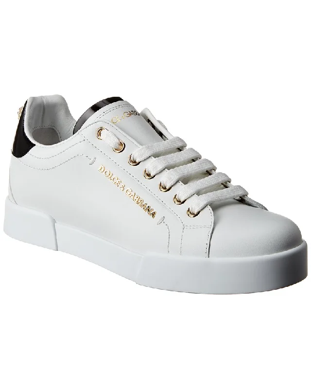 Shoes for running long distances-Dolce & Gabbana Portofino Leather Sneaker