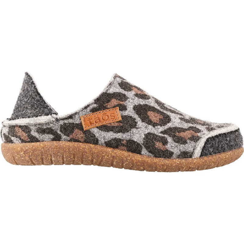 Slippers door clicks-Women's Taos Convertawool Charcoal Leopard Wool