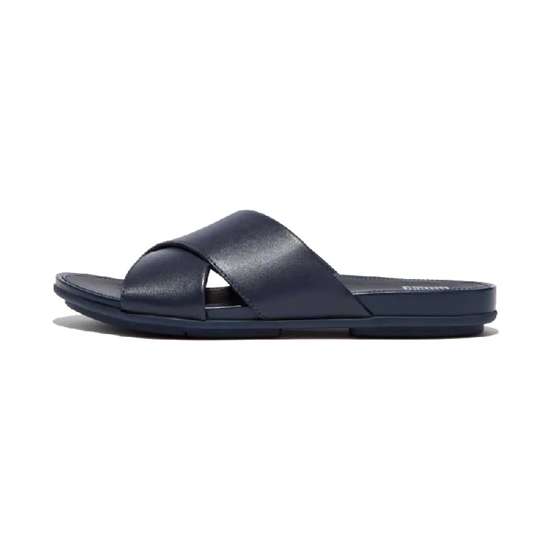 Sandals refund policy-FitFlop Gracie Slide Sandals - Midnight Navy