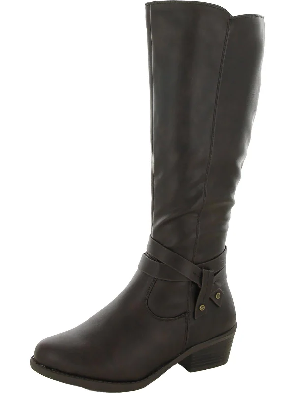 Soft leather boots women-Anissa Womens Faux Leather Tall Knee-High Boots