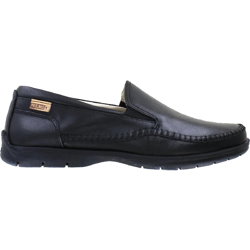 slip-on casual shoes for walking comfort-Men's Pikolinos Marbella M9A-3111 Black Leather