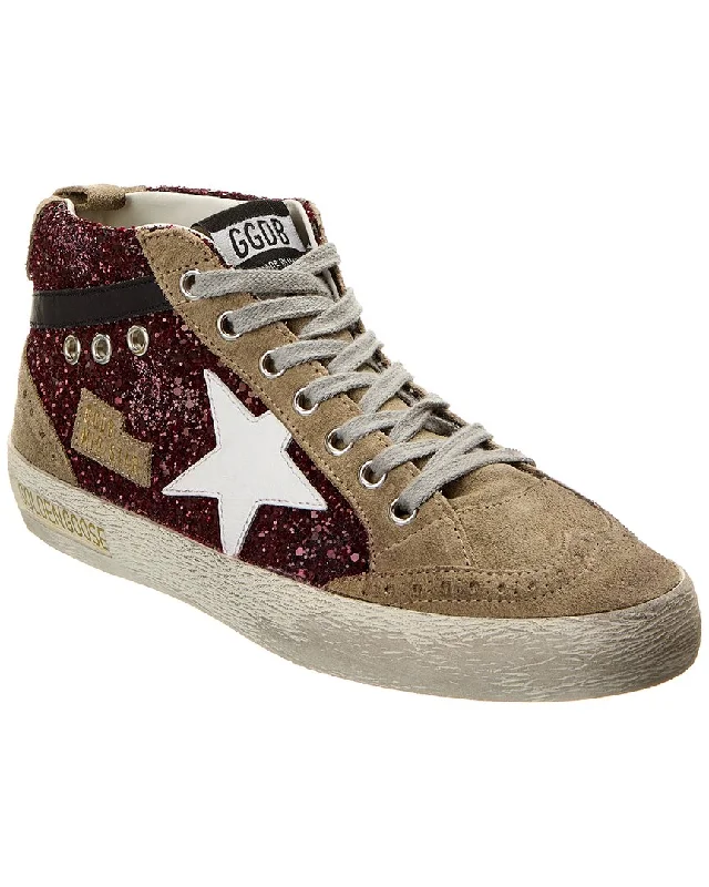 Shoes for running sprints on track-Golden Goose Midstar Glitter & Suede Sneaker