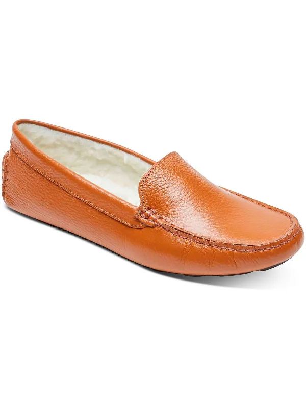 Flats for corporate style-Bayview  Womens Leather Faux Fur Slip-On Shoes