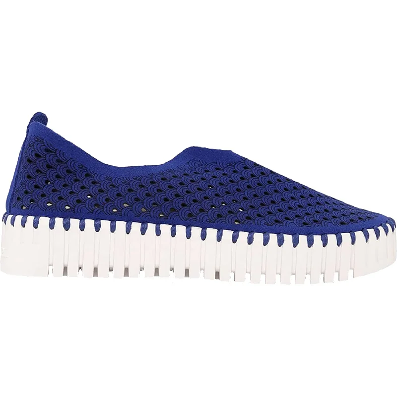 comfortable casual shoes with cushioned insoles-Women's Ilse Jacobsen Tulip 3373 Platform Blue Web Synthetic