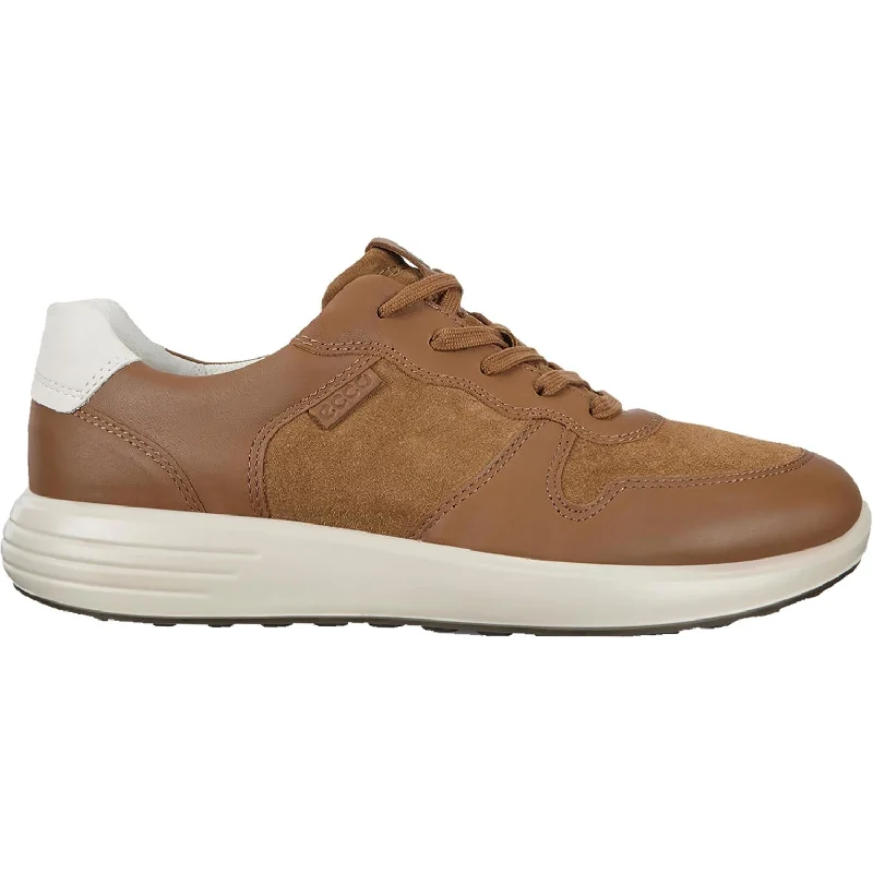 comfortable casual shoes for city living-Men's Ecco Soft 7 Runner Camel Suede/Leather