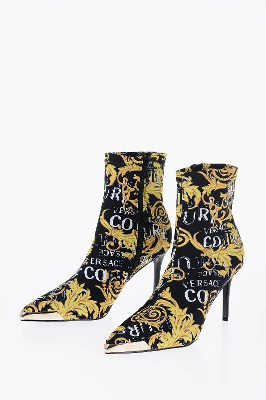 Classic ankle boots women-Versace JEANS COUTURE Baroque Printed Point Toe SCARLETT Sock Boots