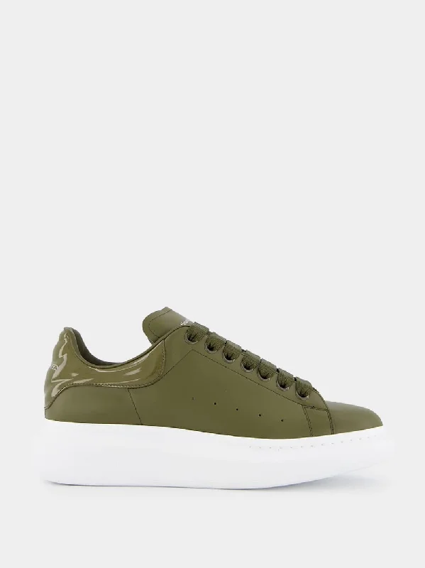 Athletic Shoes with arch support-Oversized Kahki Leather Sneaker