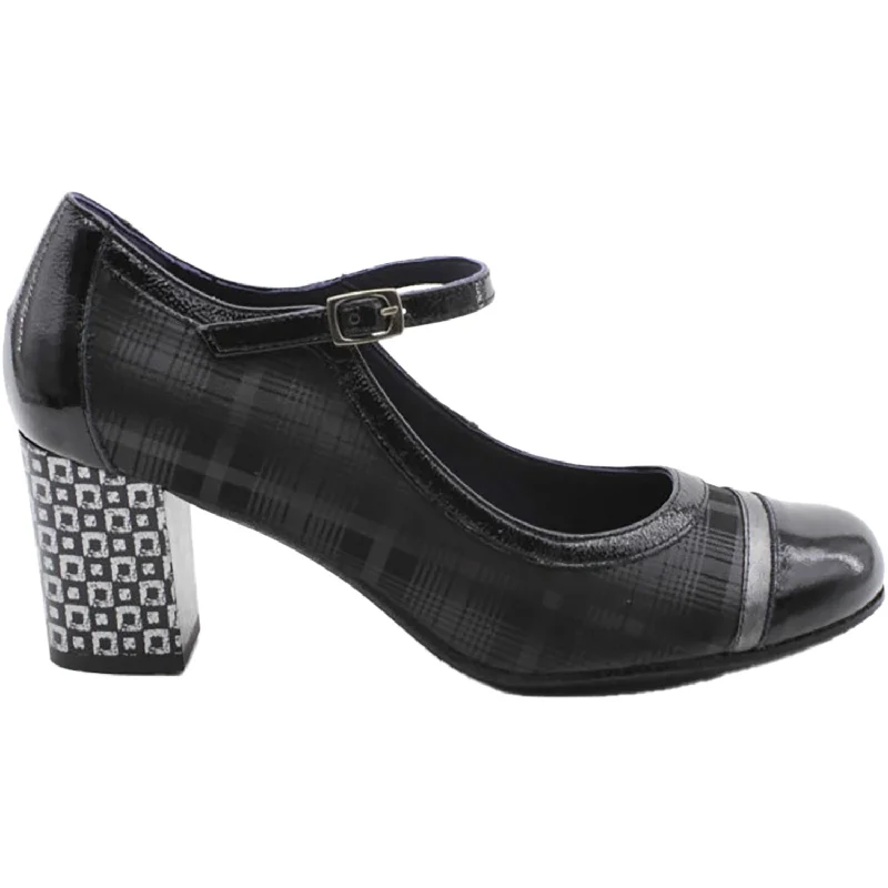 Fashion & Dress Shoes with custom fit-Women's Dorking Rodin D8669 Black Plaid Combo Leather