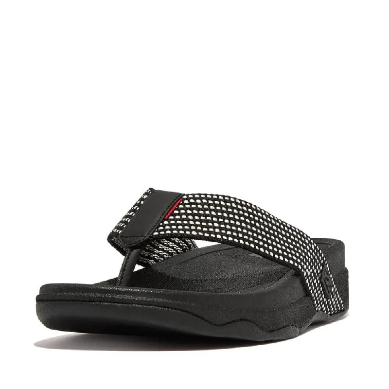 Sandals passport rules-FitFlop Men's Surfer Weave Stripe Sandals - Black Mix