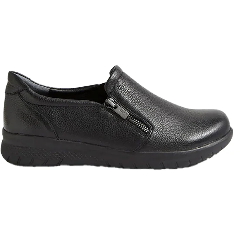 comfortable casual shoes for busy moms-Ziera Women's Senan Black Tumble Leather