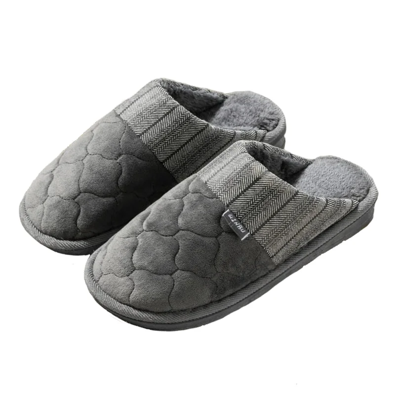 Slippers eyes droop-Groovywish Men Velvet Winter Slippers Nonskid Indoor Shoes