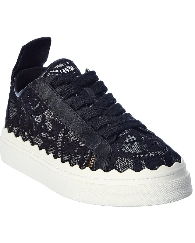 Shoes for all levels of athletes-Chloe Lauren Lace & Leather Sneaker