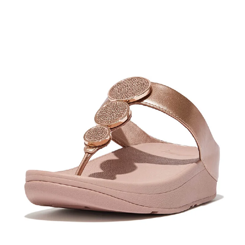 Sandals pet-friendly resorts-FitFlop Halo Bead Circle Metallic Sandals - Rose Gold