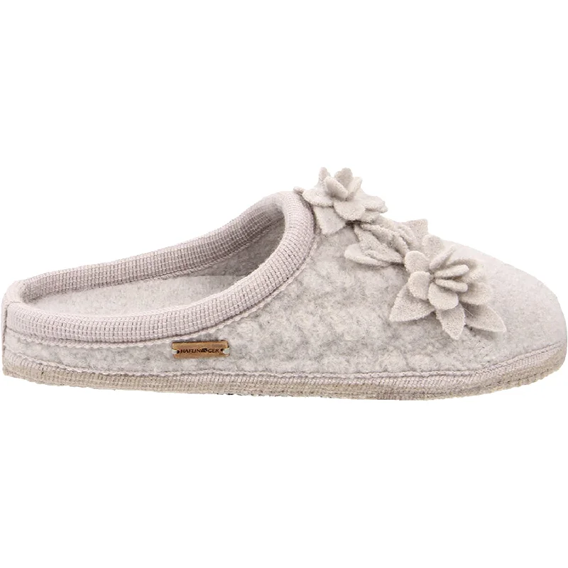 Slippers sweat beads-Women's Haflinger Charisma Light Grey Wool