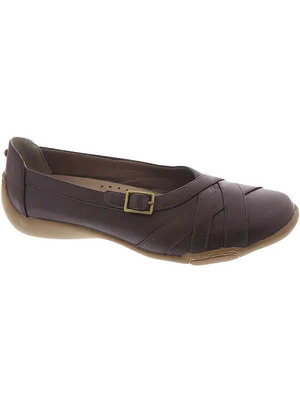 Flats for minimalist look-Valerie Womens Faux Leather Slip-On Ballet Flats