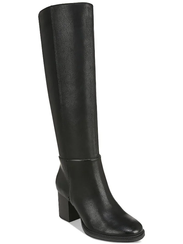 High heel snow boots women-Riona Womens Faux Leather Tall Knee-High Boots