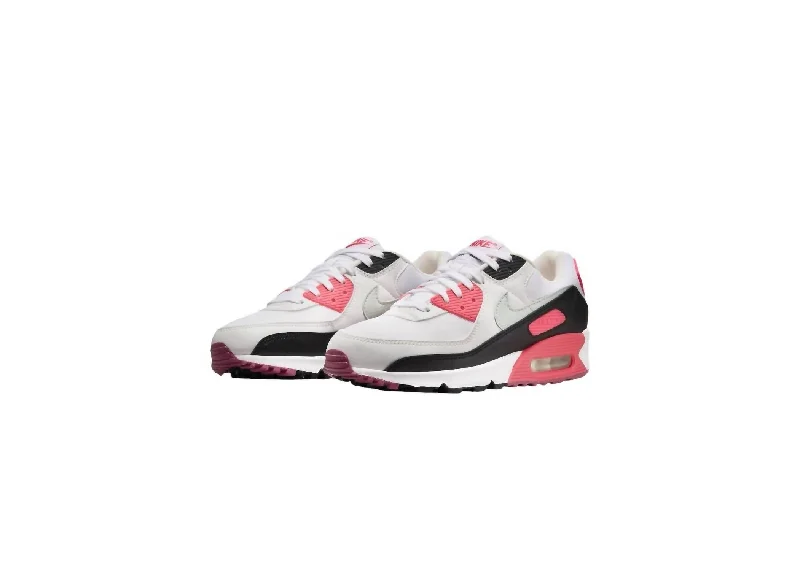 Durable and stylish athletic shoes-Women's Air Max 90 Sneakers In White/light Silver-Aster Pink