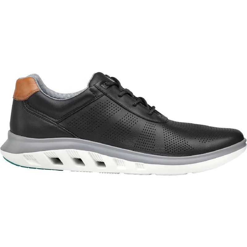 casual shoes for long shopping days-Men's Johnston & Murphy Activate U-Throat Black Breathable Full Grain Leather