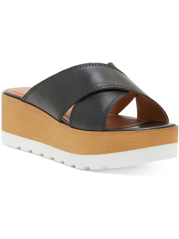 Sandals relaxation areas-VEBONY      Womens Leather Padded Insole Platform Sandals