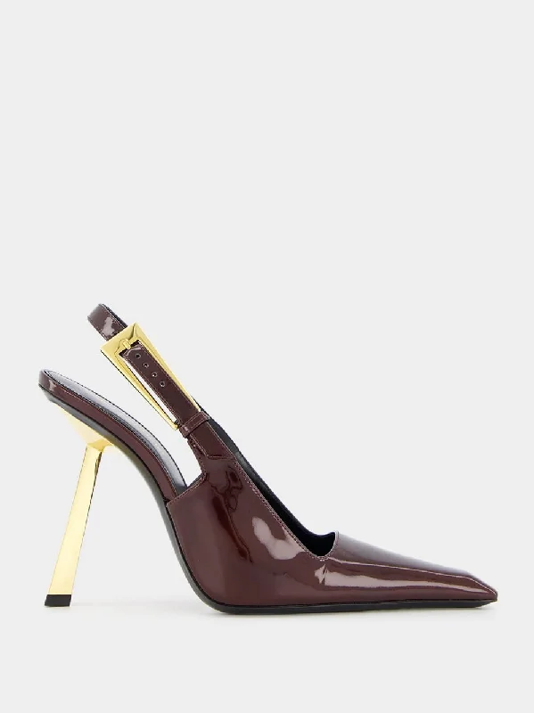 Lee Brown Patent Slingback Heels