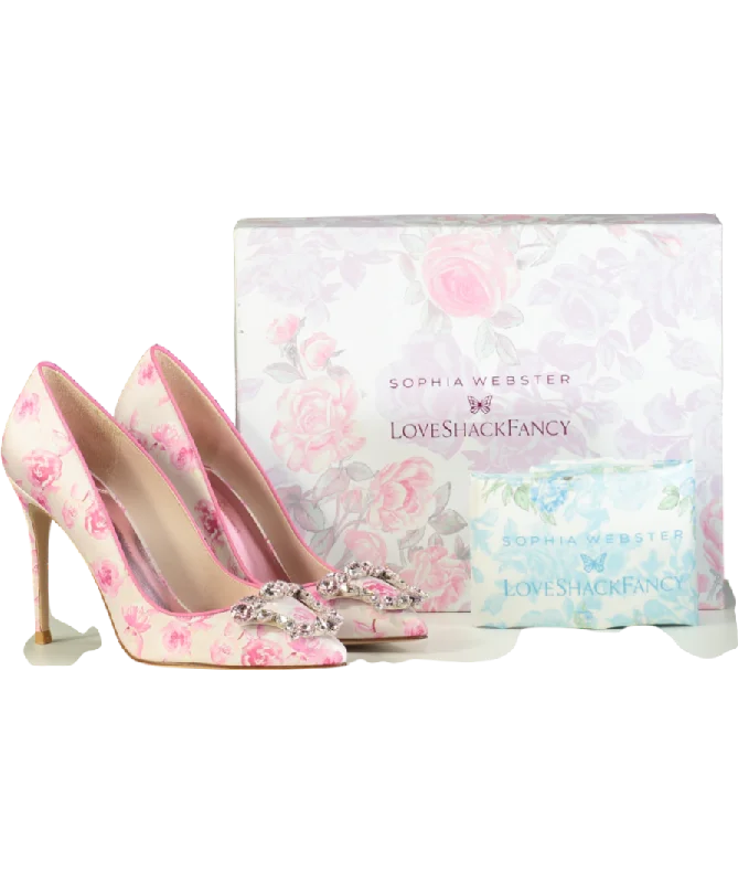 Sophia Webster X LoveShackFancy Pink X Loveshackfancy Margaux Embellished Pointed Toe Pumps UK 6 EU 39 👠