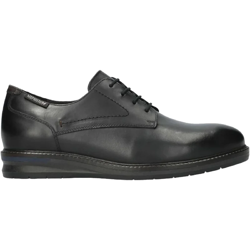 Fashion & Dress Shoes with satin finish-Men's Mephisto Falco Black Leather