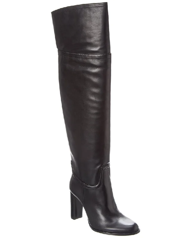 Stylish winter boots for men-Alexandre Birman Lauren 90 Leather Over-The-Knee Boot