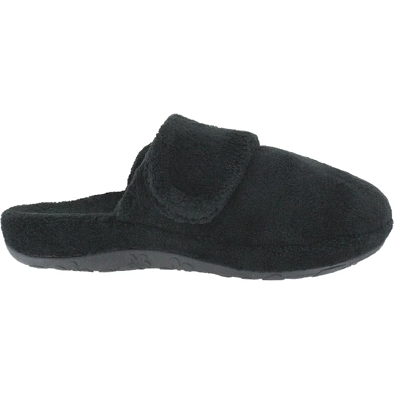 Slippers night glows-Women's Aetrex Mandy Black Terrycloth