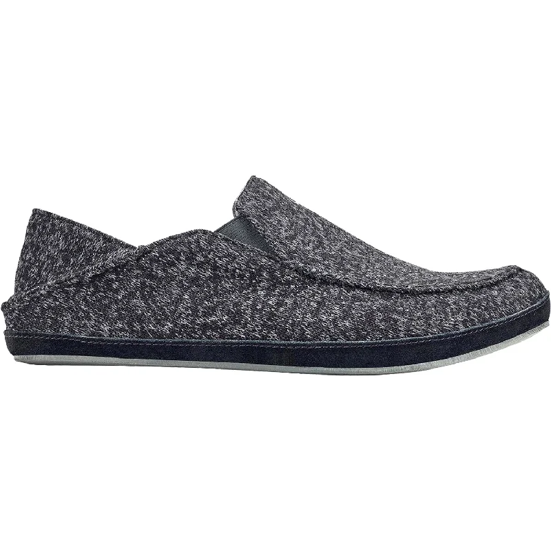 Slippers sleep pulls-Men's OluKai Moloa Hulu Black/Black Knit Fabric