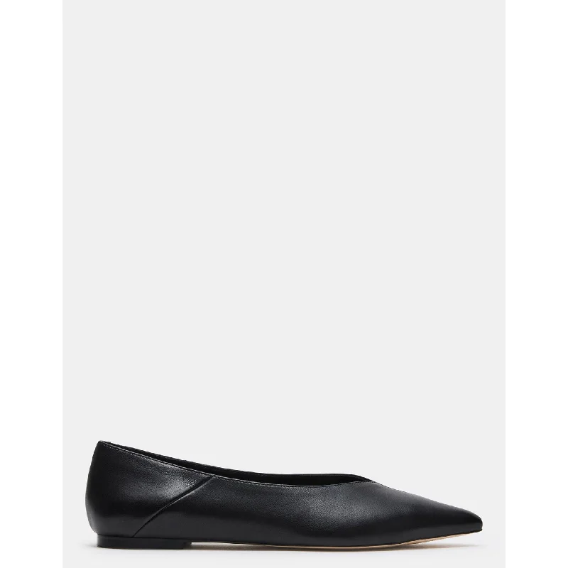 Flats shoes with flexible sole-Idaline Black Leather